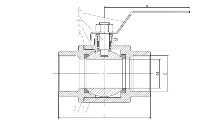 Brass Threaded Ball Valve drawing