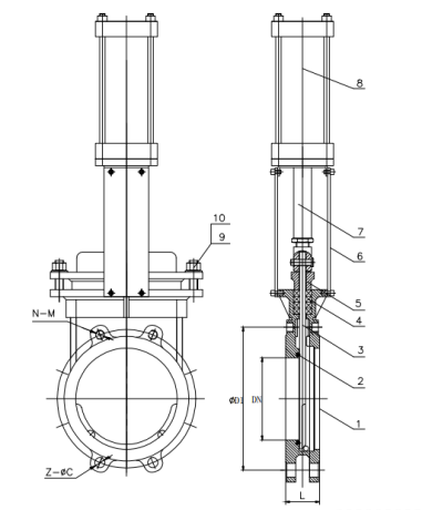 wafer pneumatic knife gate valve